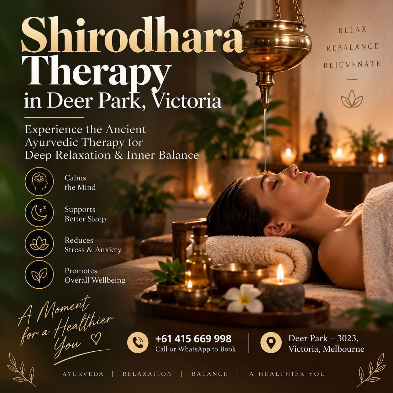 Shirodhara Therapy in Deer Park, Victoria: Experience Ayurvedic Relaxation in Melbourne