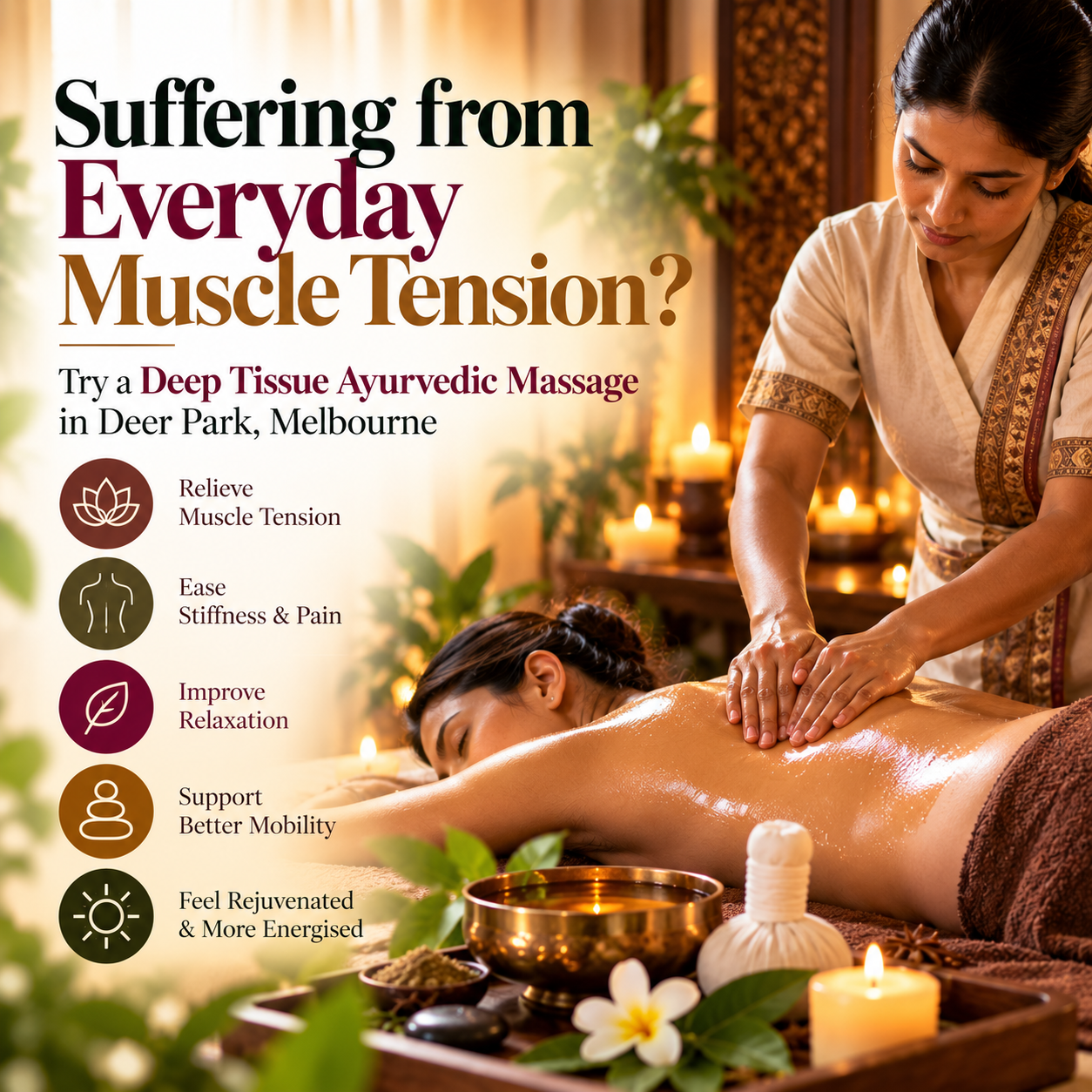 Suffering from Everyday Muscle Tension? Try a Deep Tissue Ayurvedic Massage in Deer Park, Melbourne