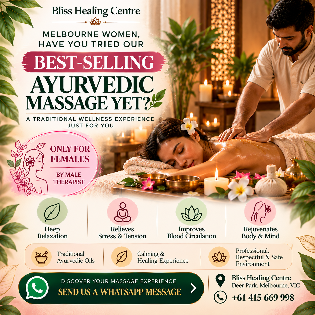 Ayurvedic Massage by a Male Therapist for Female Clients in Melbourne