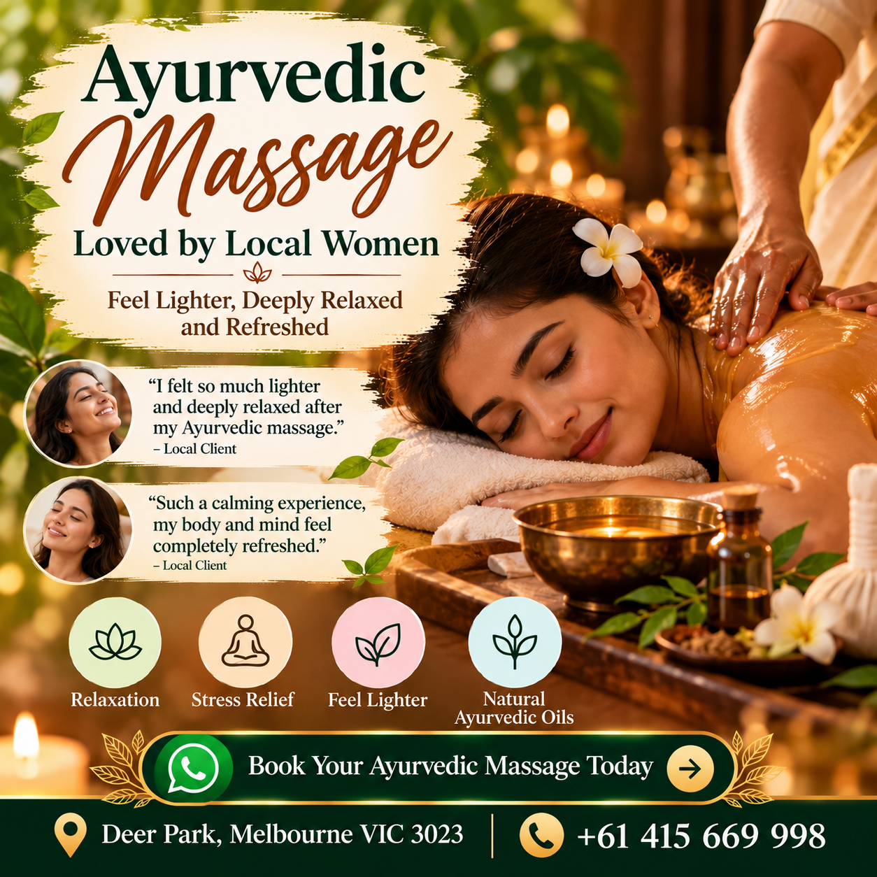 Feeling Heavy and Tense? Discover Ayurvedic Massage for Women in Deer Park, Melbourne