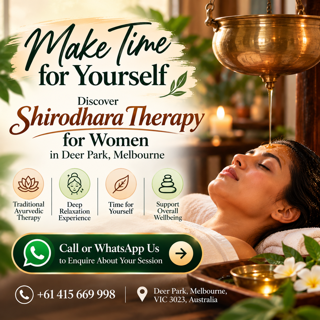 Feeling Stressed or Mentally Exhausted? Explore Shirodhara for Women in Melbourne
